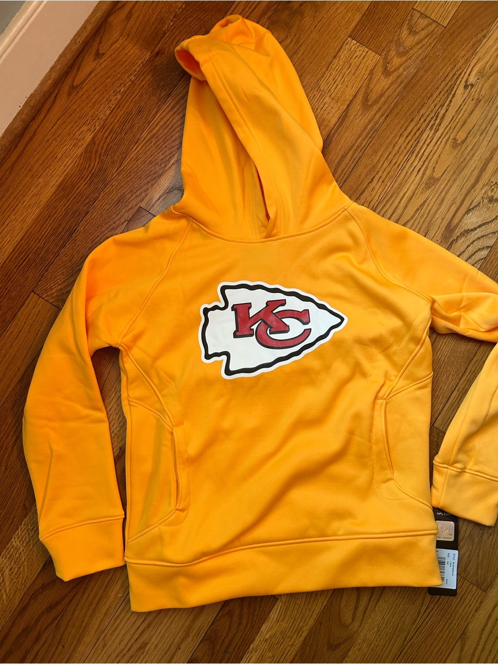 NFL Youth Kansas City Chiefs Gold Pullover Hoodie with Red Logo